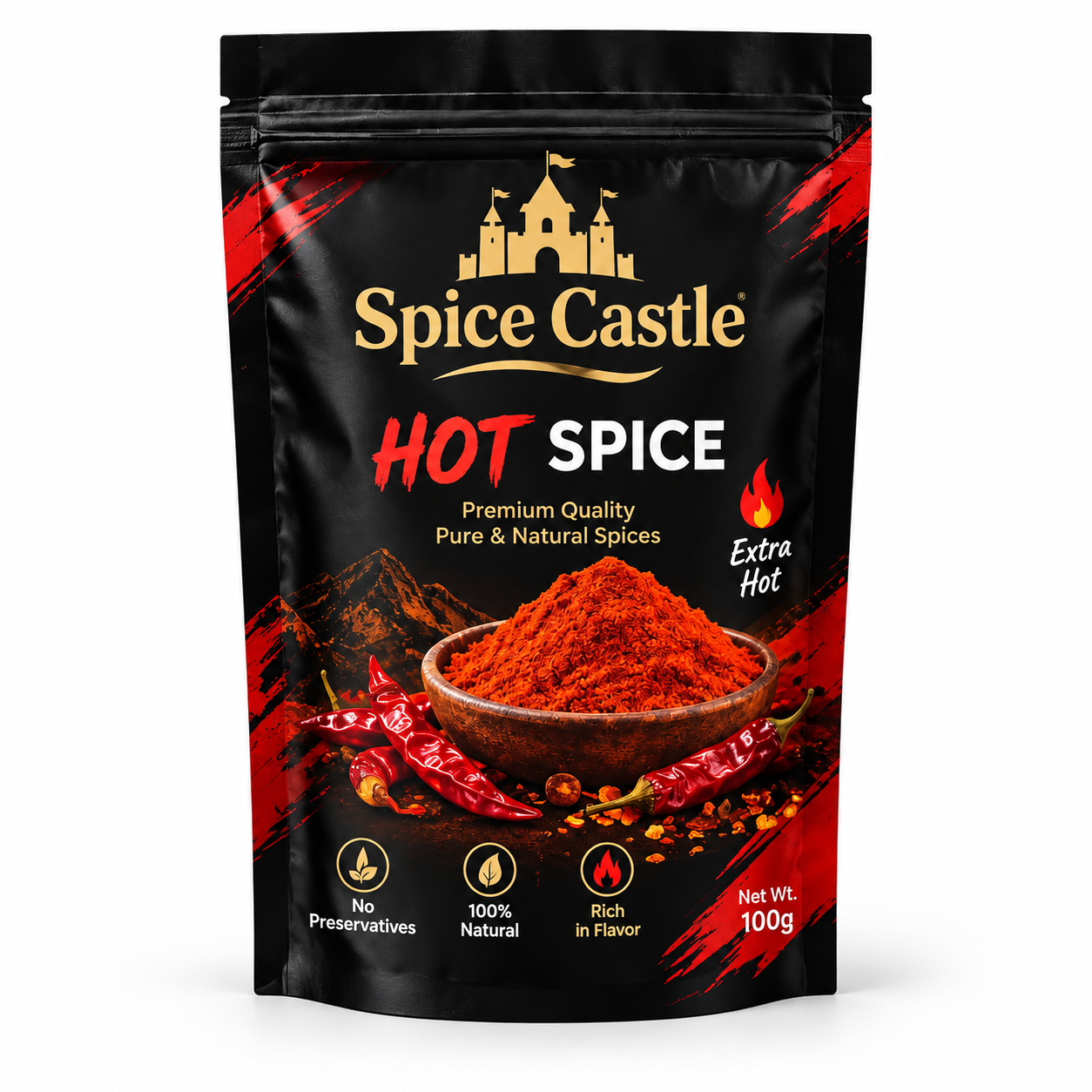 Spice Castle Hot Spice – Extra Hot Premium Natural Spice Blend for Bold & Spicy Flavor