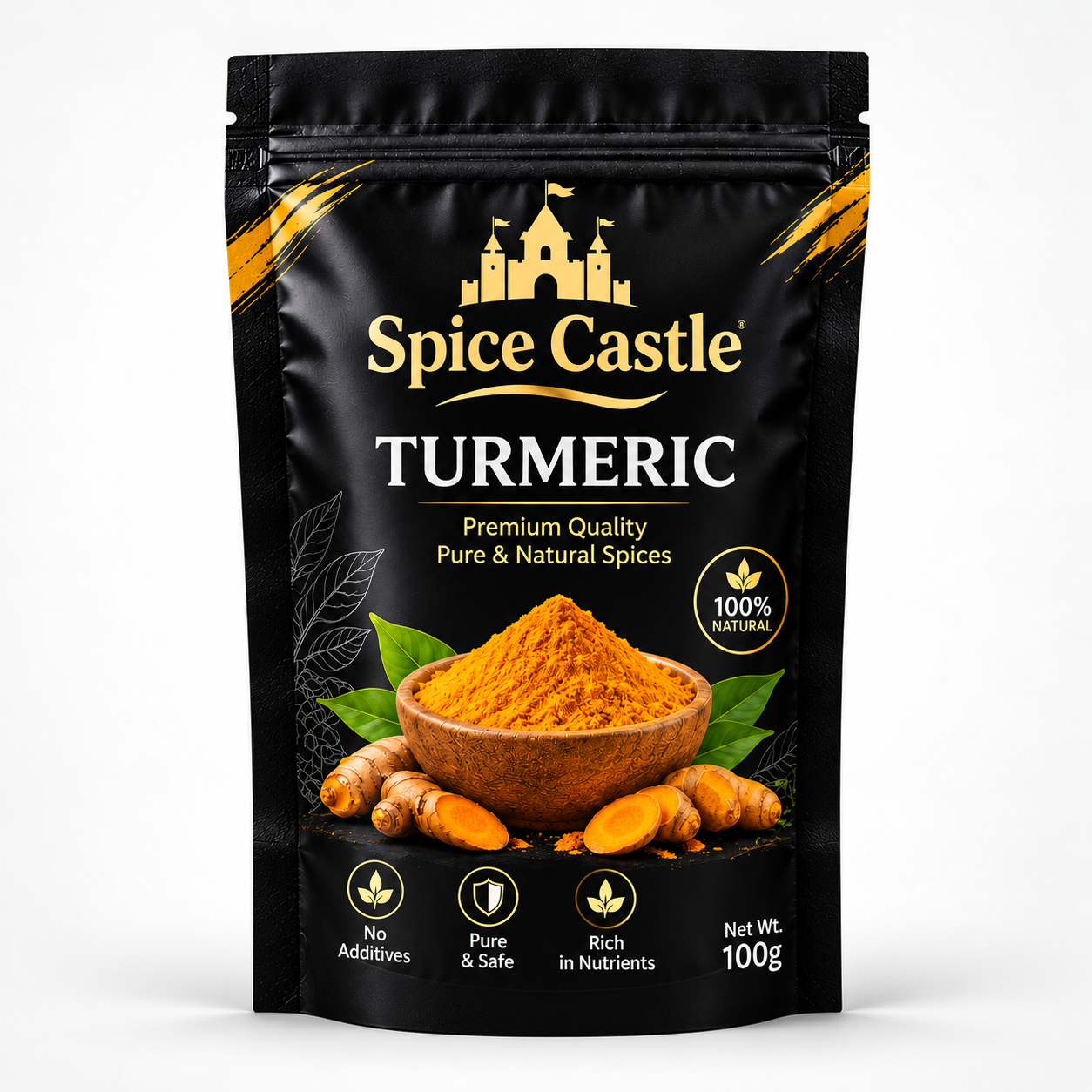 Spice Castle Turmeric Powder – Premium 100% Natural Turmeric with Rich Color & Authentic Flavor